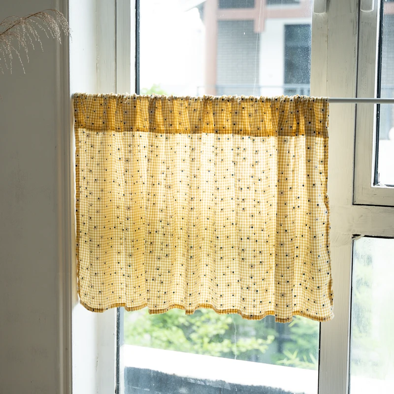 

Floral Curtain Valance Summer Daisy Flower Semi Blackout Window Curtain Drapes Rod Pocket for Kitchen & Cafe Living Room 1 Panel