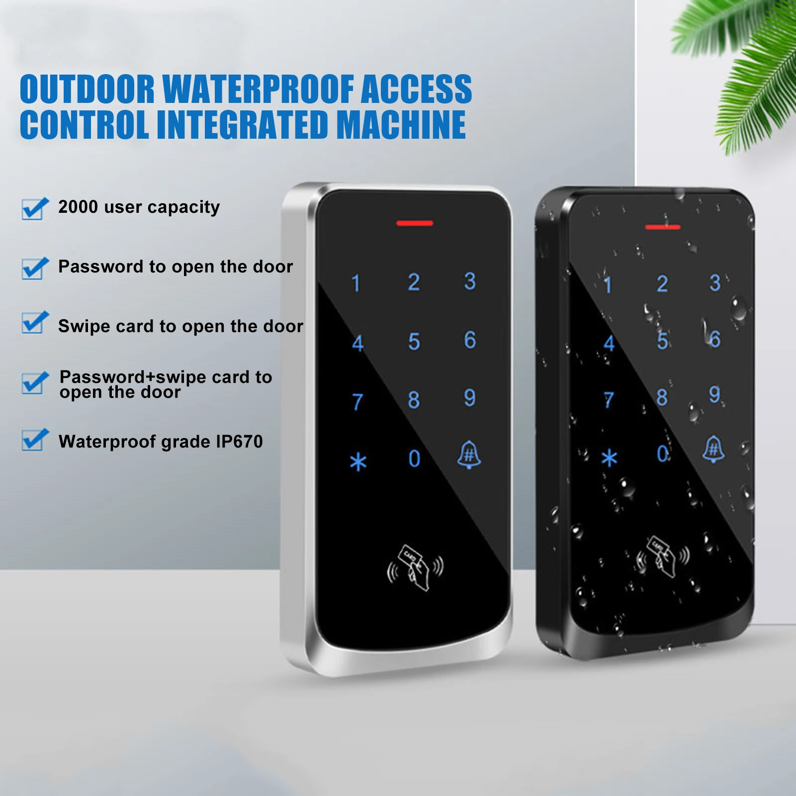 

Outdoor Waterproof Access All-in-one Machine Outdoor Rain Proof Touch Id Card Swiping Password Access Lock Smart Lock System