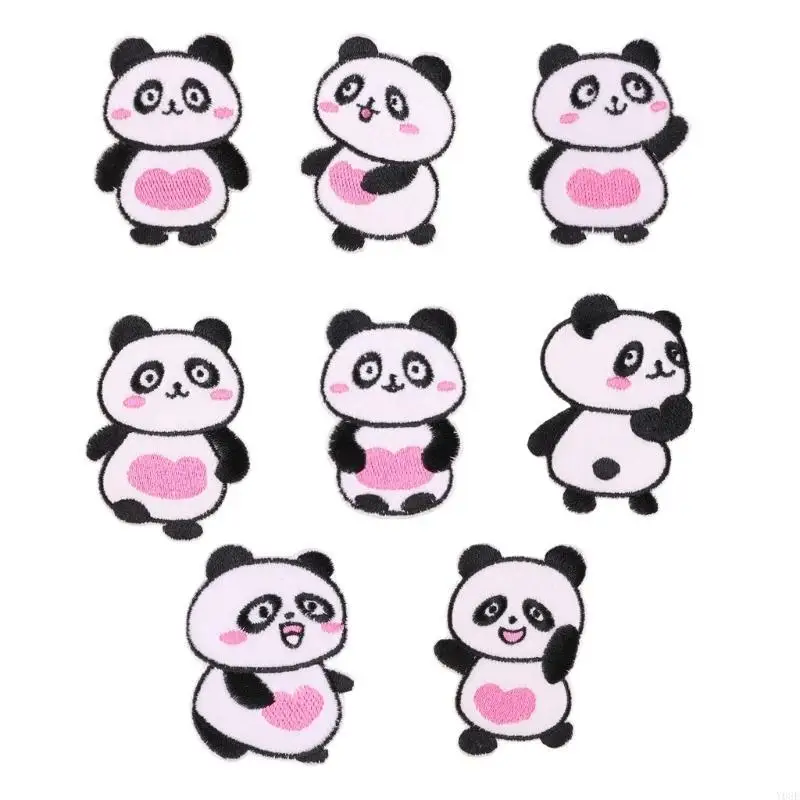 8 PCs Cartoon Panda bestickte Flecken Eisen auf Flecken Nähen auf Applique -Flecken Y08E – Detail 10