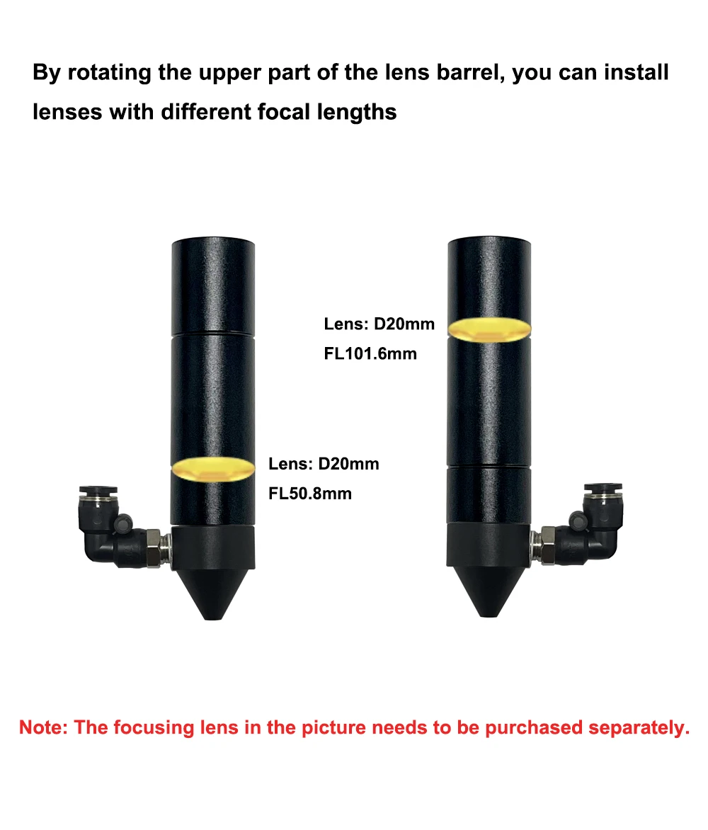 HUNST CO2-Laserkopf-Adapterlinse der E-Serie D20 mm FL50.8 & 63,5 & 101,6 mm Spiegel 25 mm für Laserschneid-Graviermaschine – Detail 4