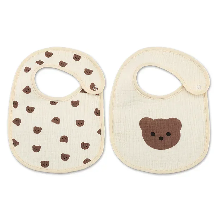 2pcs Summer Waterproof Baby Bibs Cute Cotton Infant Bib Newborn Burp Cloths for Kids Boy Girl Soft Feeding Saliva Towel 2