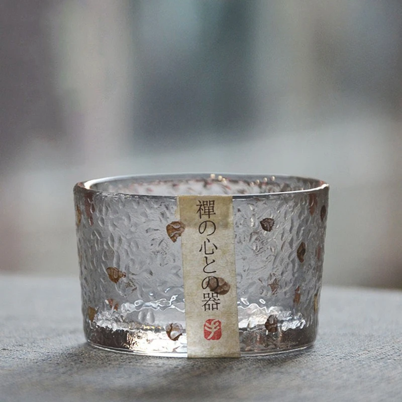 Japanese Gold Hammered Glass Ins Style Kung Fu Tea Gold Rimmed Sake Cup Master Tea Bowl Set Home Kitchenware tea cup,glass tea set