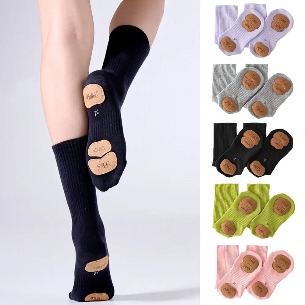 Professional Dance Yoga Socks Cotton Mid-tube Bottom Modern Dance Sock Non-slip Silicone Indoor Fitness Socks Floor Socks