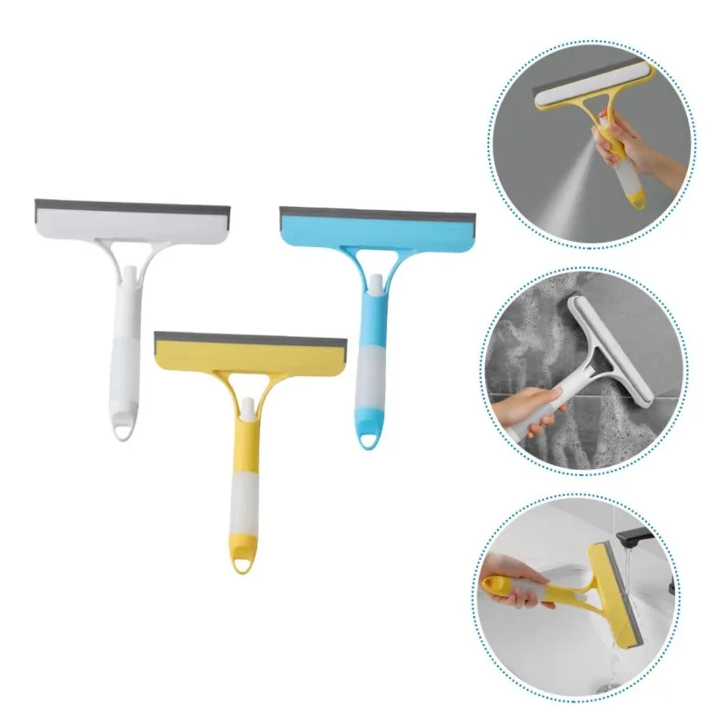 مكشطة سيارة جديدة جيدة 3 في 1 لتنظيف النوافذ - فرشاة زجاجية متعددة الوظائف ممسحة سيليكون أدوات تنظيف منزلية 1/3 قطعة