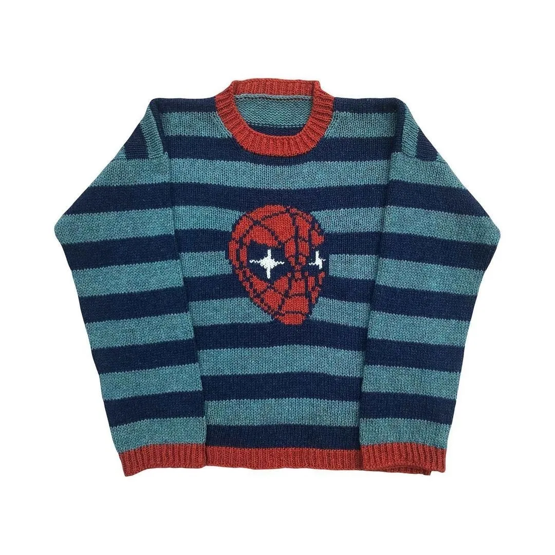 

Y2K Clothing Women's Sweater Vintage Knitted Wool Sweater Jumper Round Neck Stripe High Neck Round Neck Long Sleeve Clothing Top