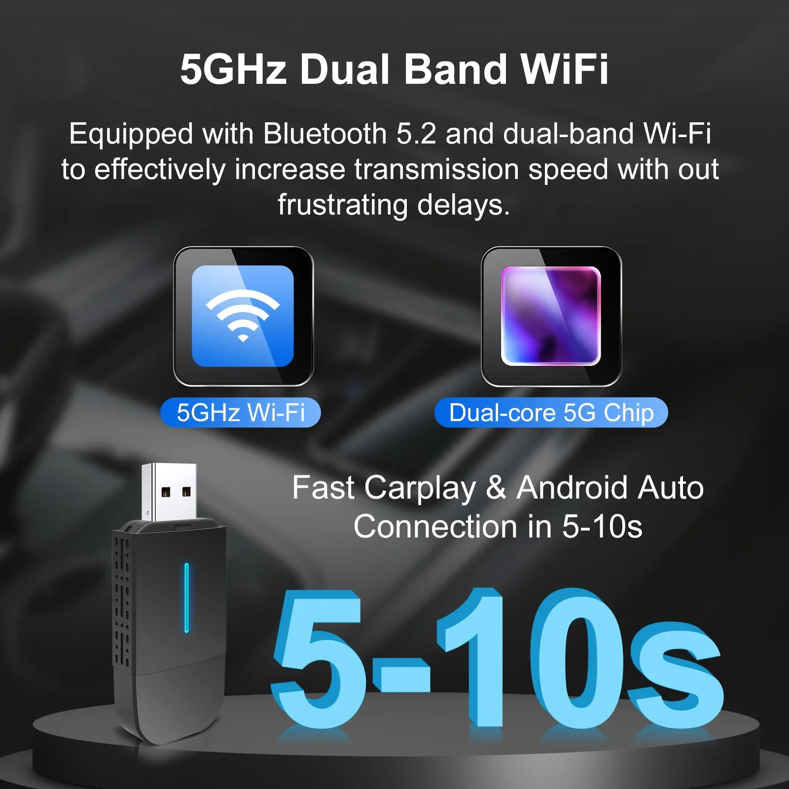Siltcon 2-in-1 Carplay Dongle - Wireless Carplay & Android Auto - USB-A & USB-C - Black - 2025 Model kopen? | | Carkits voor mobiele telefoons