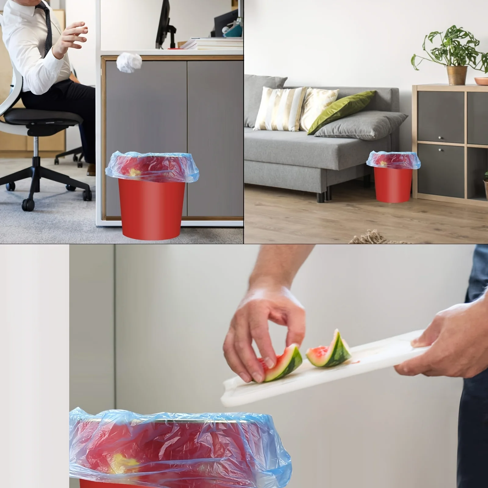 30pcs Thickened Auto-Lock Drawstring Trash Bags,Compact Roll Design for Kitchen, Bathroom,Office, Bedroom, Living Room