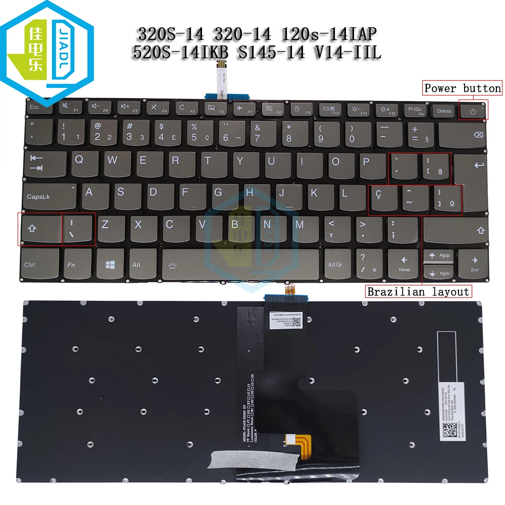 

320-14 Backlight PT-BR Brazilian Keyboard For Lenovo Ideapad 320-14IKB 320-14AST 520S-14 S145-14API 14IIL S145-14 V14-IKB PC4SB