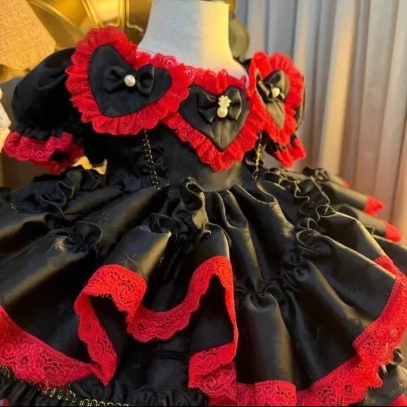 Handgefertigtes Spanisches Lolita-Prinzessinnenkleid für Mädchen, Brautjungfernkleid, Boutique-Fotografie-Kostüm, Mädchen-Partykleid für Hochzeiten – Detail 6