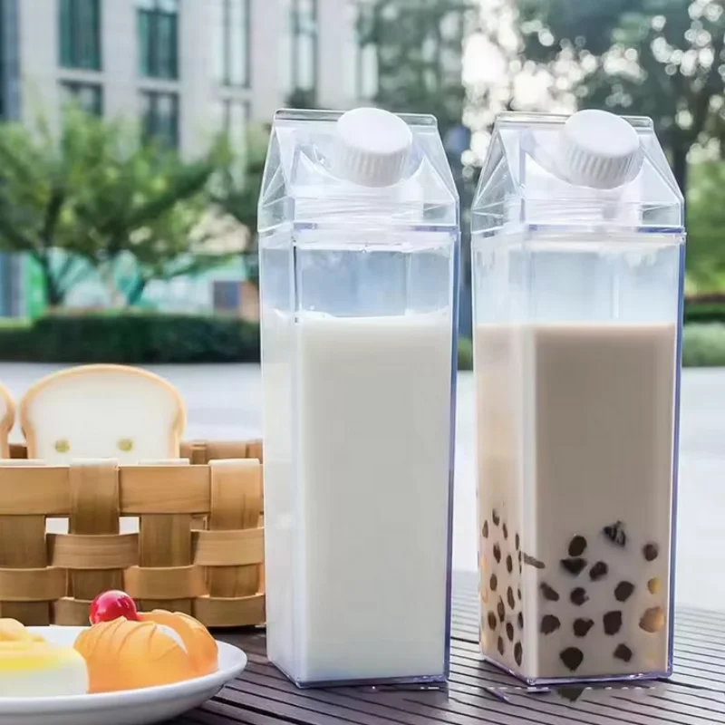 Transparent Water Bottle Creative Milk Cardboard Bottles Milk Juice Box Reusable Portable Outdoor Sports Travel Camping