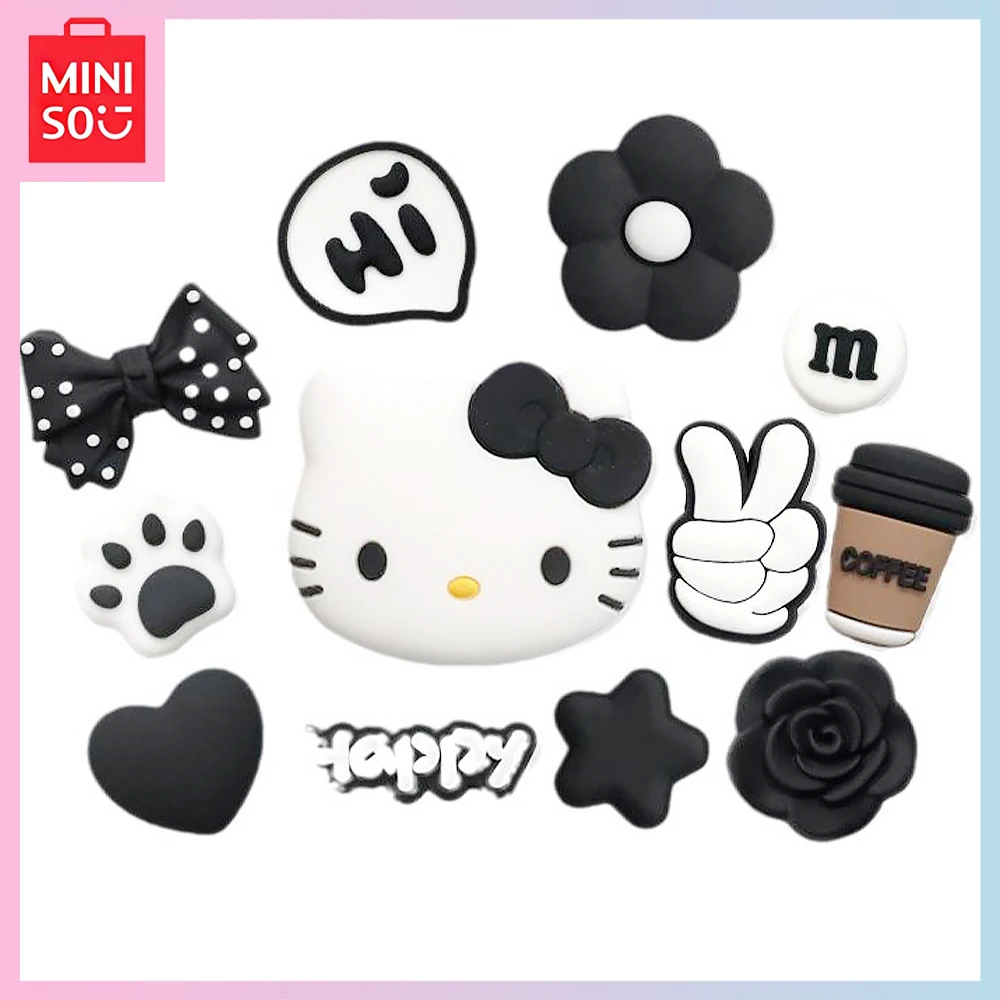 

Miniso Sanrio Hello Kitty Kawaii Diy Black Cartoon 3D Water Bottle Sticker Mobile Phone Case Accessories Set Girls Birthday Gift