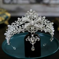 Luxury Silver Color Crystal Crowns Rhinestone Bride tiara Fashion Queen Wedding Crown Headpiece Wedding Hair Jewelry Accessories 4