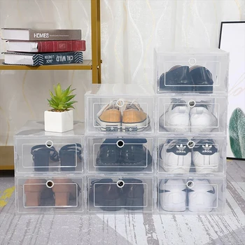 6-Pack Transparent Stackable Shoe Storage Boxes 1