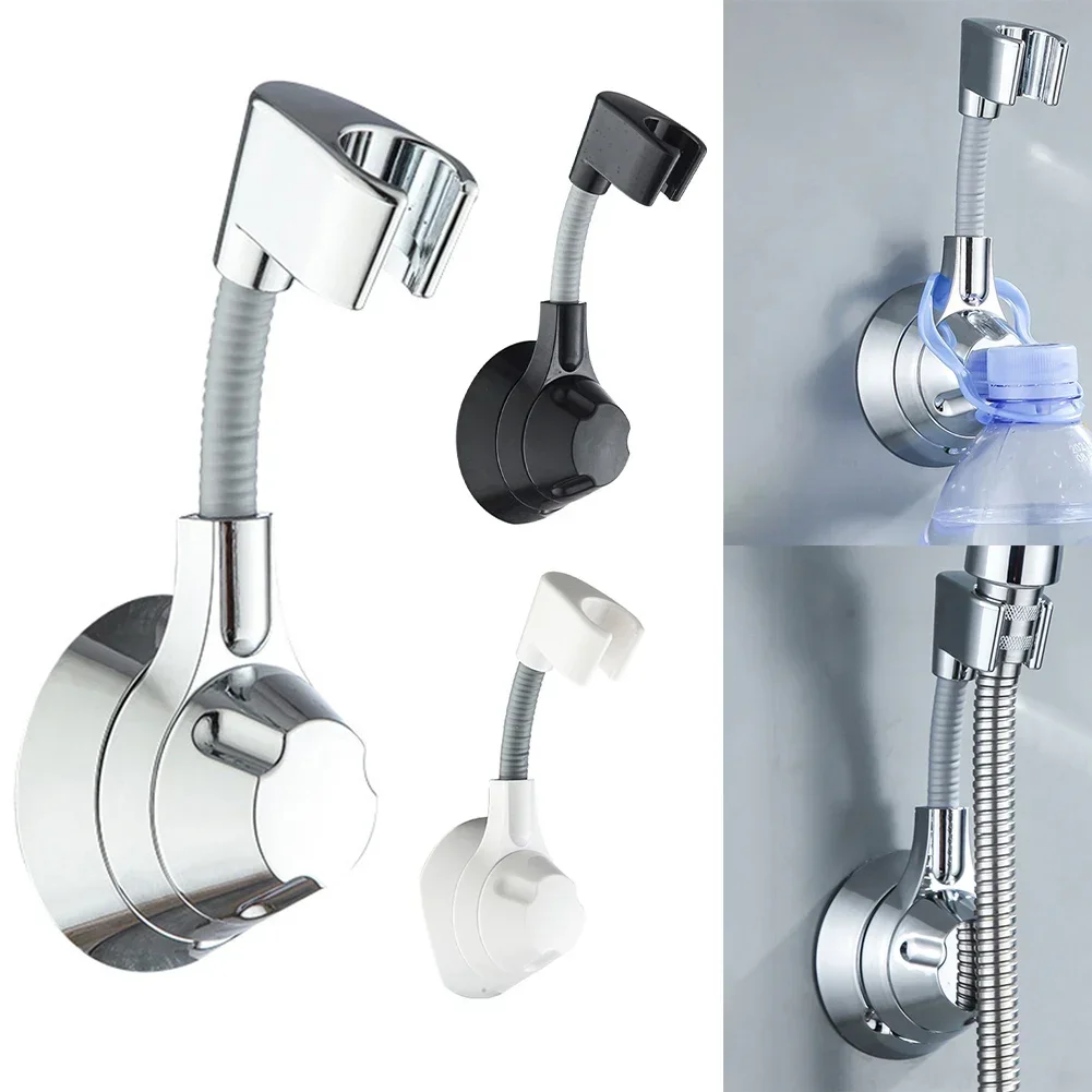 Shower Holder Suction Cup Holder 360° Adjustable Showerhead Holders Plating Shower Rail Head Holder Bathroom Wall Mount Bracket