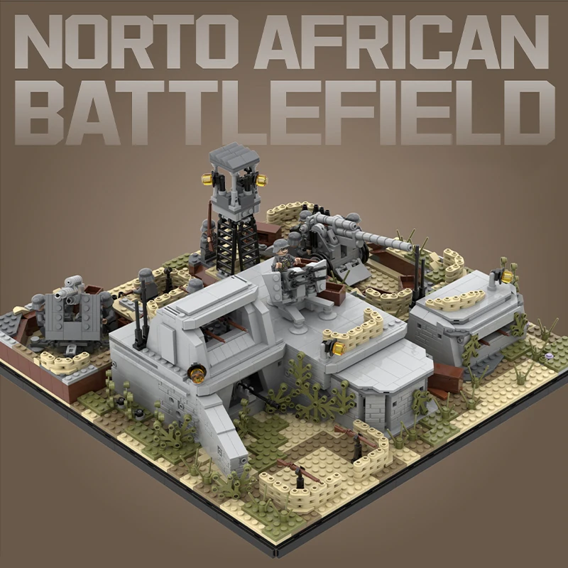

WW2 Military Trench South Africa Battlefield Model Building Blocks Weapons Sentry Tower War Scene Bricks Assemble Toys Boys Gift