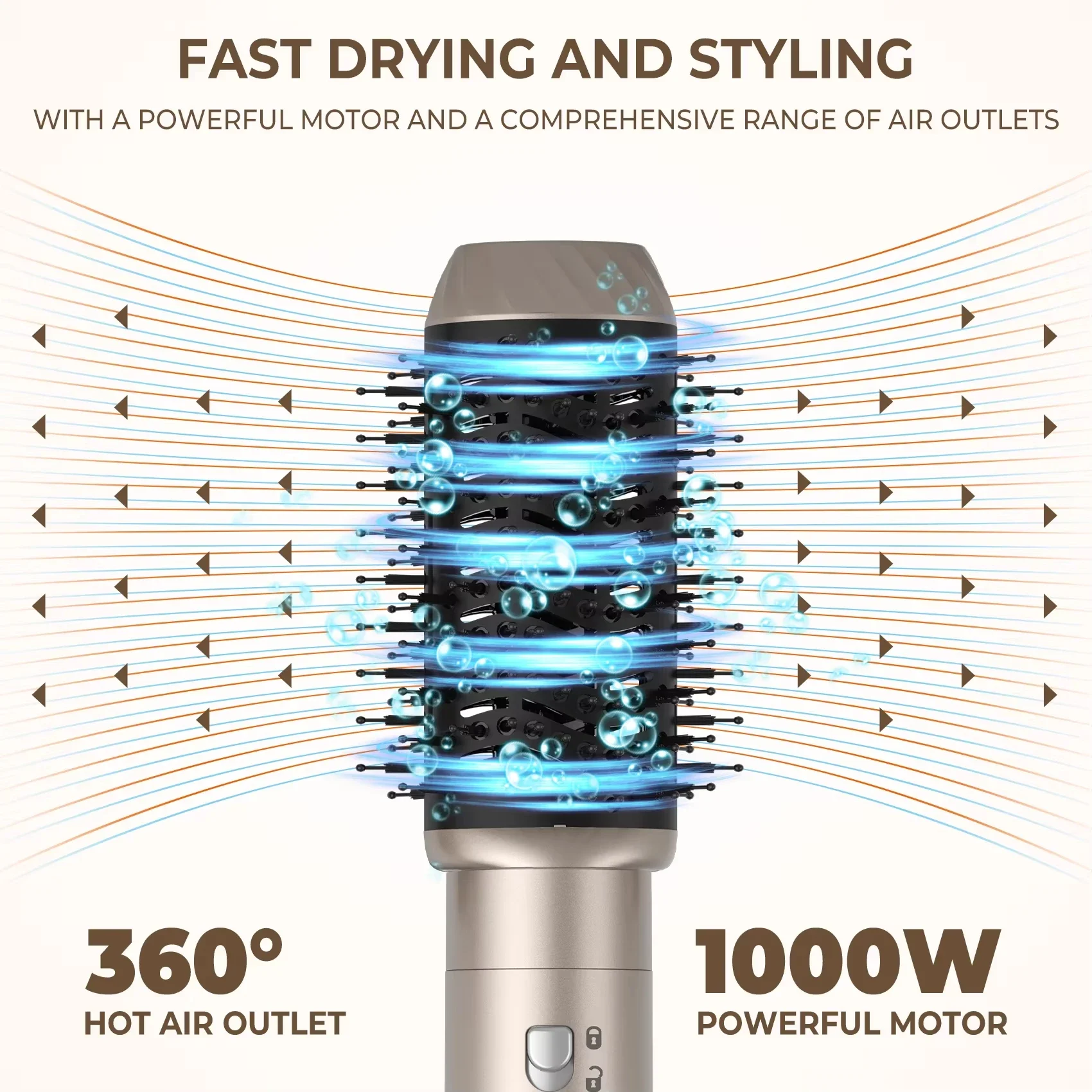 6 in 1 High-speed hot air brush Multi-function hair styler Quick drying hair with automatic curling iron Negative ion hair dryer 3