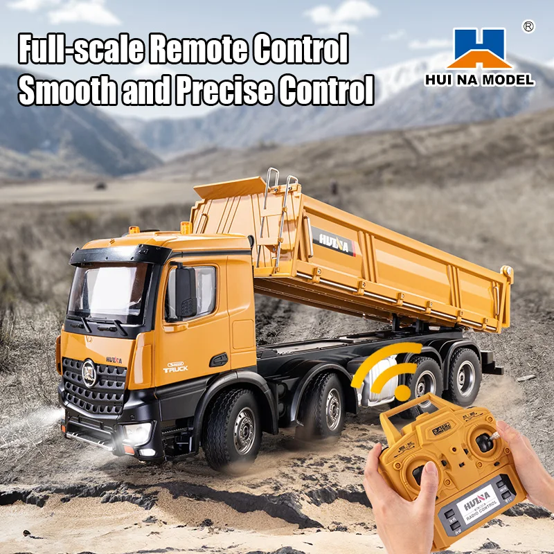 Huina 1536 Semi-Alloy Heavy Transport Dump Truck Excavator Acousto-Optic Remote Control Engineering Car Toy For Kids Xmas Gift 3