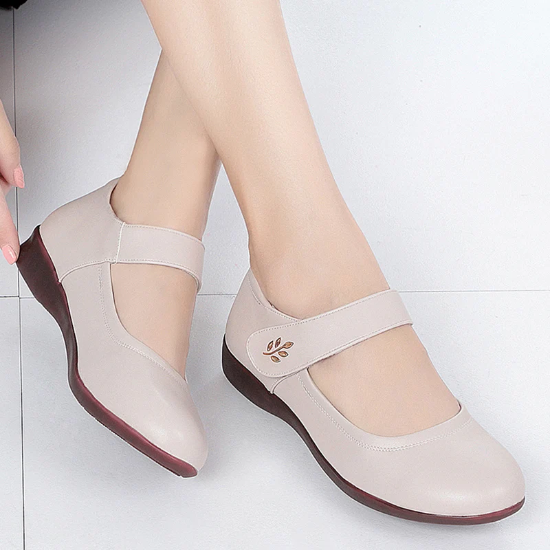 Rimocy 2024 New Soft Bottom Flats Women Black Ankle Strap Casual Shoes Woman Comfortable Pu Leather Shallow Mouth Mom Shoes