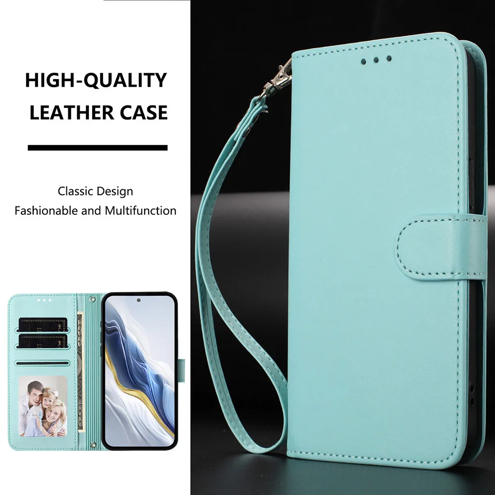 Solid Color Leather Flip Wallet Phone Case