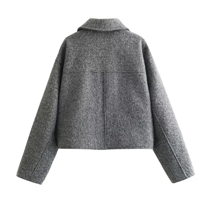 ASDS Autumn Winter Cropped Jacket for Women Short Coat Tweed Jacket Zip Crop Demi-season Jacket Woman New in outerwears 6
