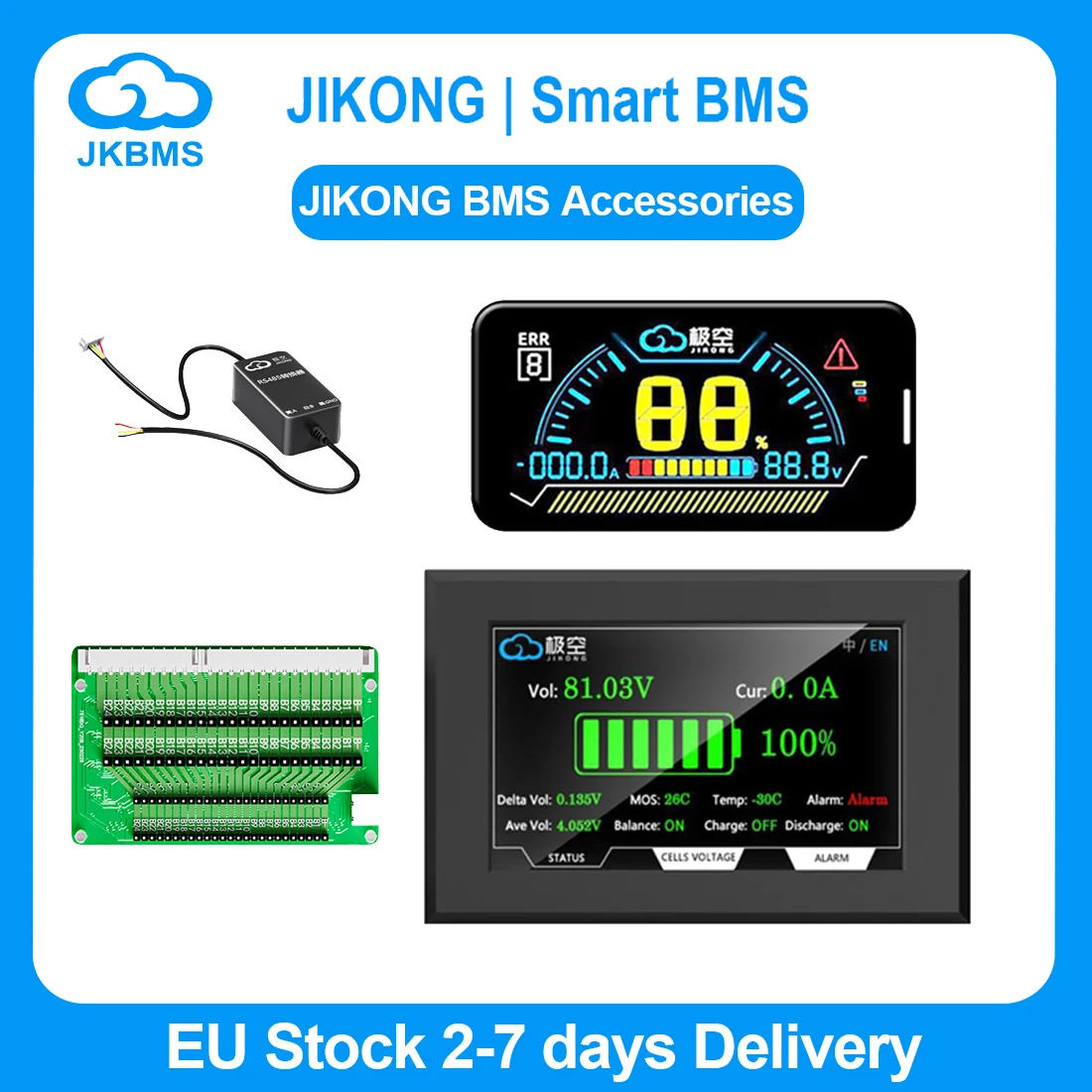 JK Smart BMS Battery Equalizer JK BMS RS485 CAN Module and LCD Display Adapter RS485, LCD, LCD from B2A8S20P, Power Board, BMS Switch, Adapter Battery Protection Panel Charge Controller (Colour