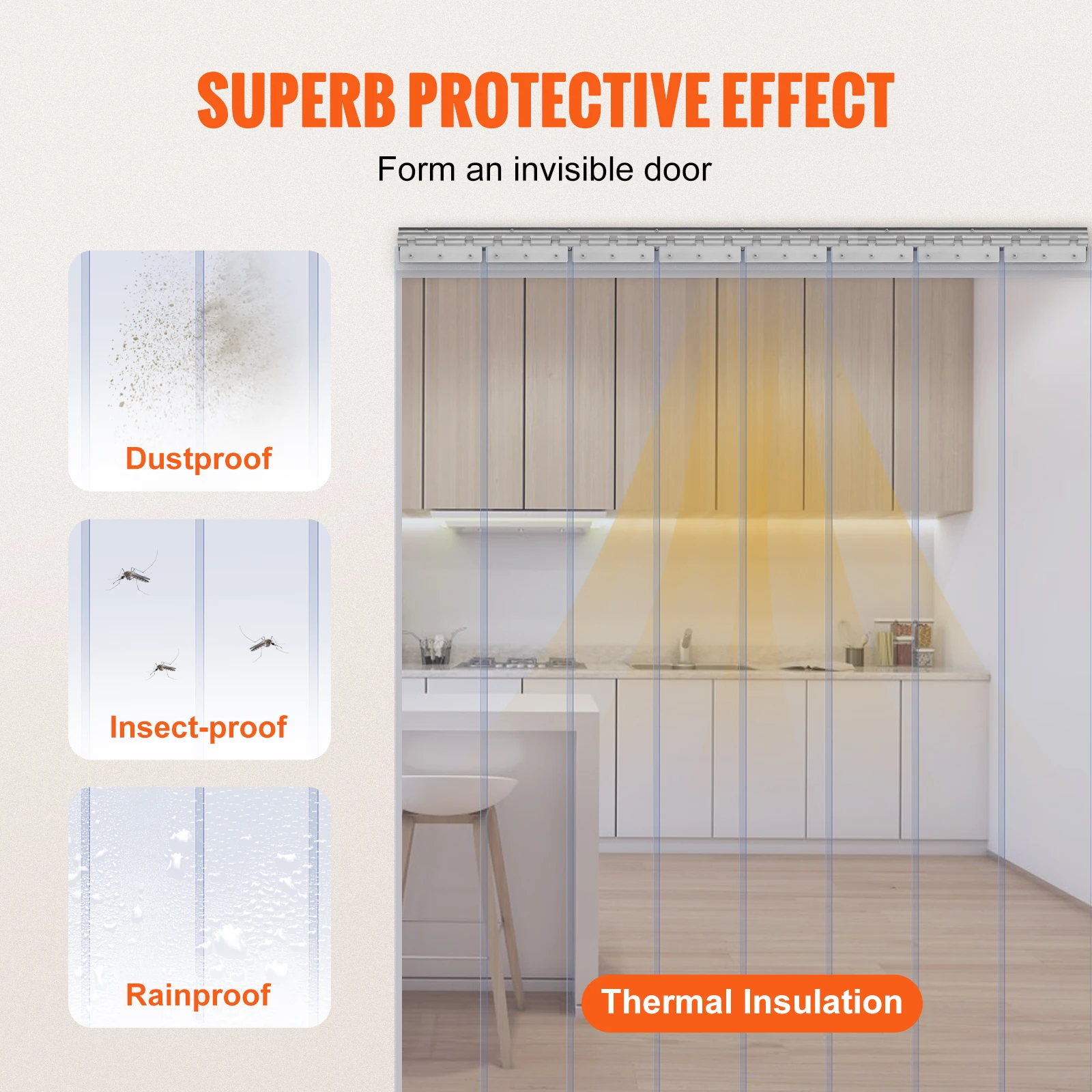 VEVOR Clear Vision PVC Strip Door Curtain Windproof Sliding Window Installation Screens Walk in Freezers Coolers Warehouse blackout curtains beaded curtain air conditioning door curtains cotton door curtain