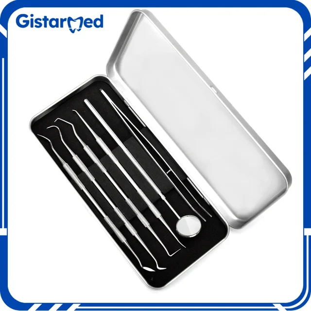 Dentist Clean Tools Set Dental Mirror Double Probe Sickle Hoe Stainless Steel Dentristry Care Clean Products Oral Care Kit