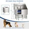 304 Stainless Steel Dog Washing Station, 50 Inch Professional Dog Grooming Tub, Pet Bathtub with Sink, Storage Drawer,Ladder 2