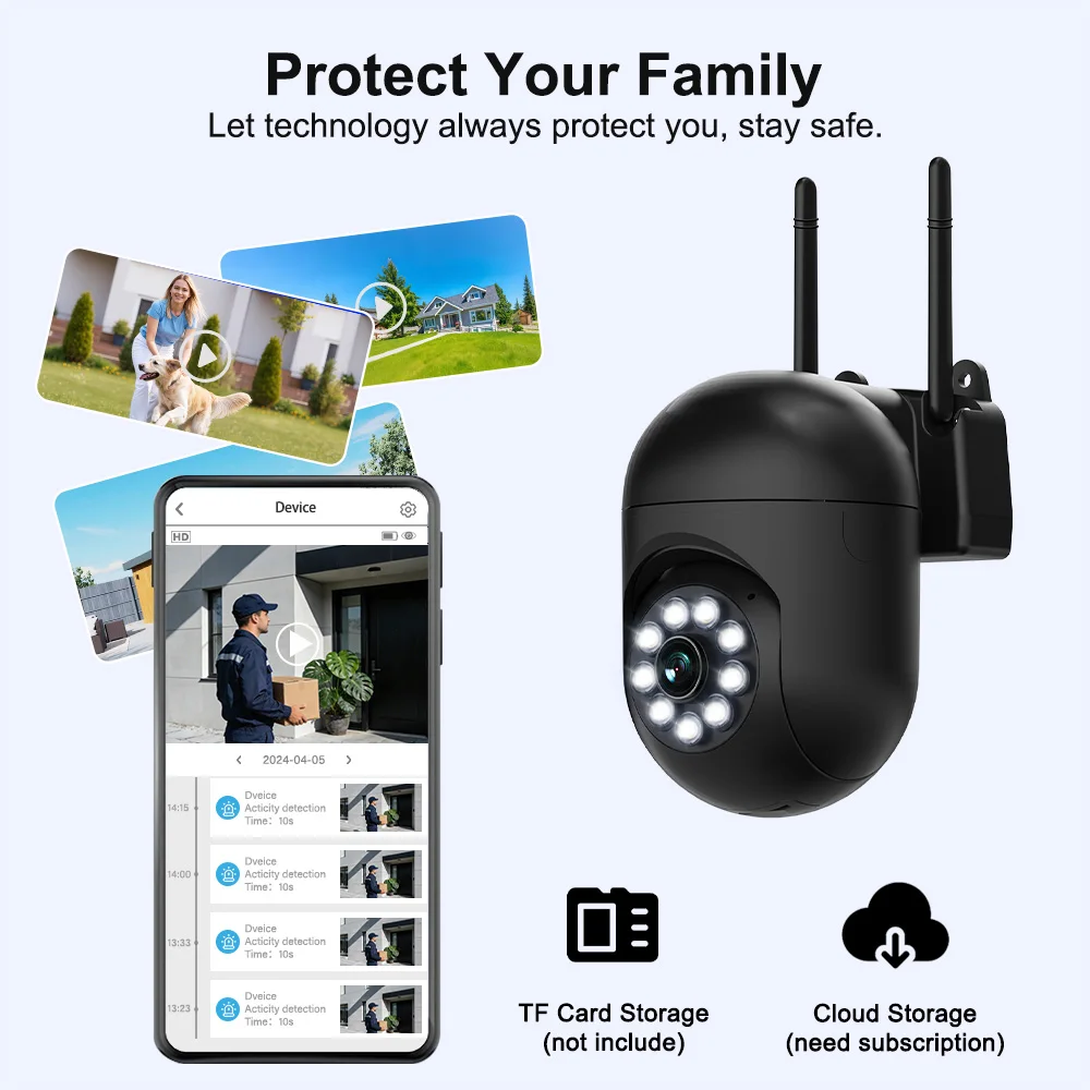 FIRSTCCTV 3MP Wifi IP Wireless Security Surveillance PTZ Camera 4X Zoom Cameras Tracking Two-way Audio HD Night Cameras 4