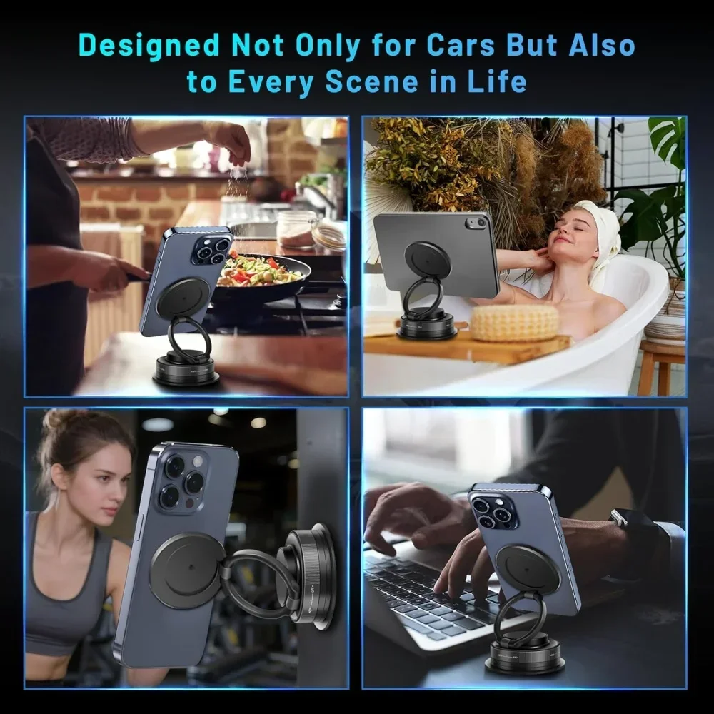 360° Rotatable & Foldable Magnetic Phone Holder with Suction Cup