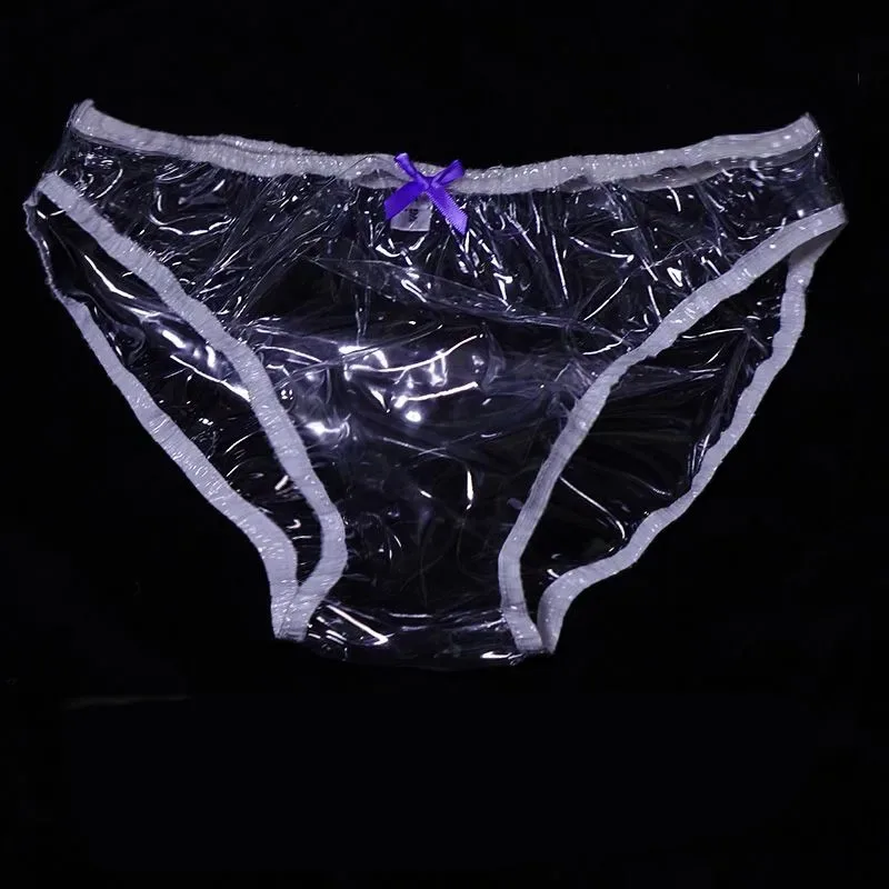 

PVC Men Sexy Transparent Plastic Underpants Ultra Thin Soft Silent ABDL Waterproof Women Leak Proof Briefs Couple Erotic Panties