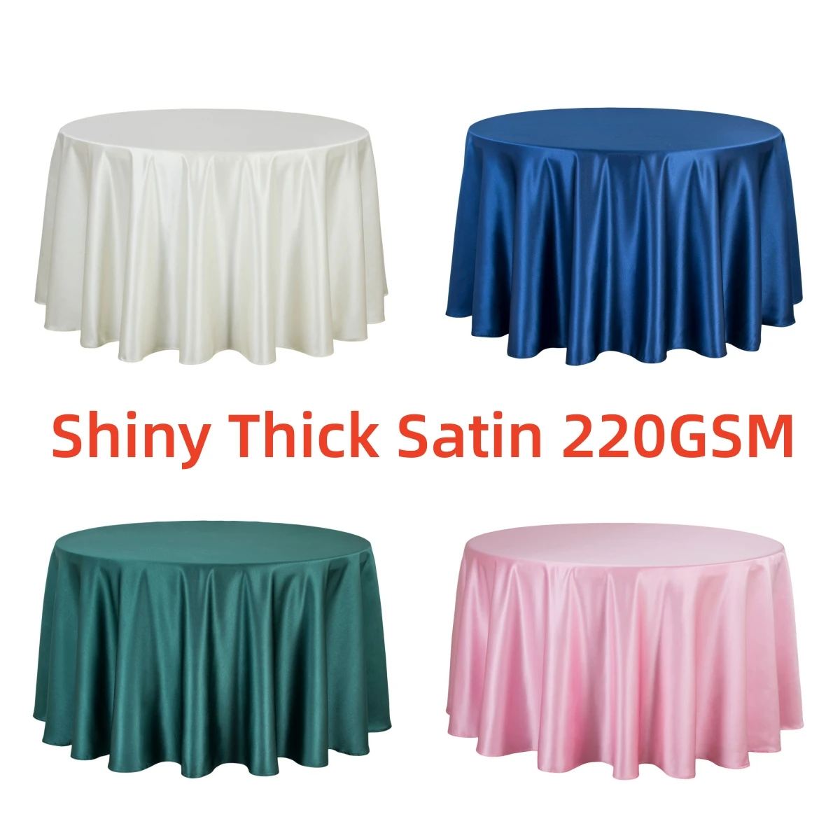 

1PCS Polyester Thick Satin Tablecloths For Wedding Hotel Banquet Decor Round Table Cloth Dining Table Covers White Red Wholesale