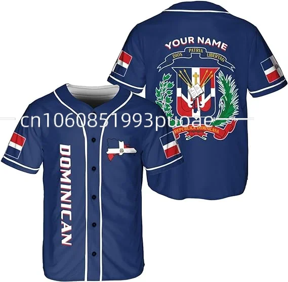 Summer New Customized Dominican Republic Baseball Jersey 3D Printed Men's and Women's Casual Fashion Street Baseball Shirt 3