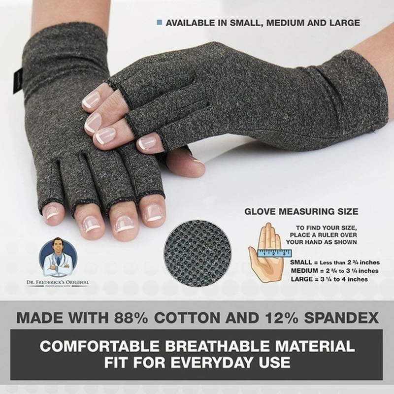 Sports Half Finger Gloves Compression Arthritis Fingerless Wrist Support 1 Pair