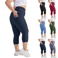 Plus size yoga pants for women Leggings fitness tummy tuck butt lift slim yoga pants with pocket summer sports cropped trousers - Image 6
