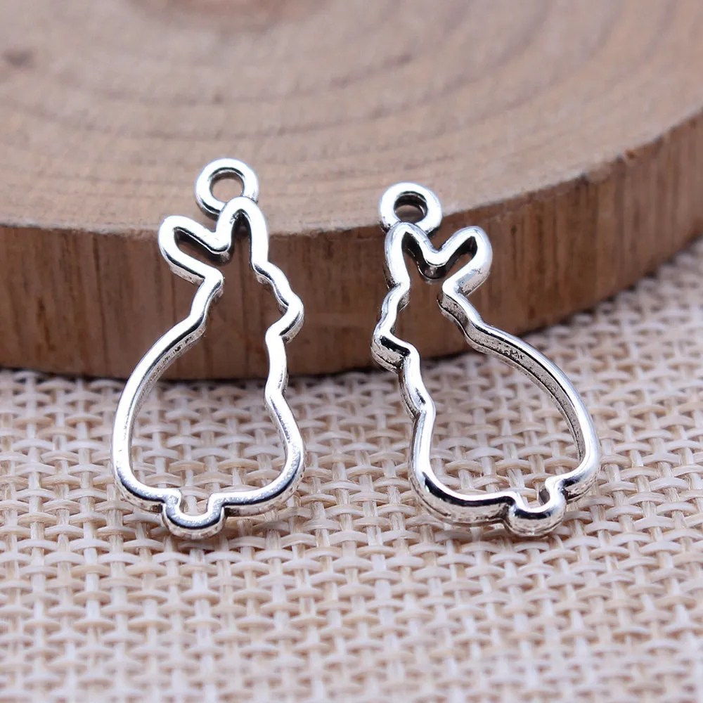 

Diy Accessories Hollow Rabbit Charms Jewelry Materials 10x22mm 20pcs