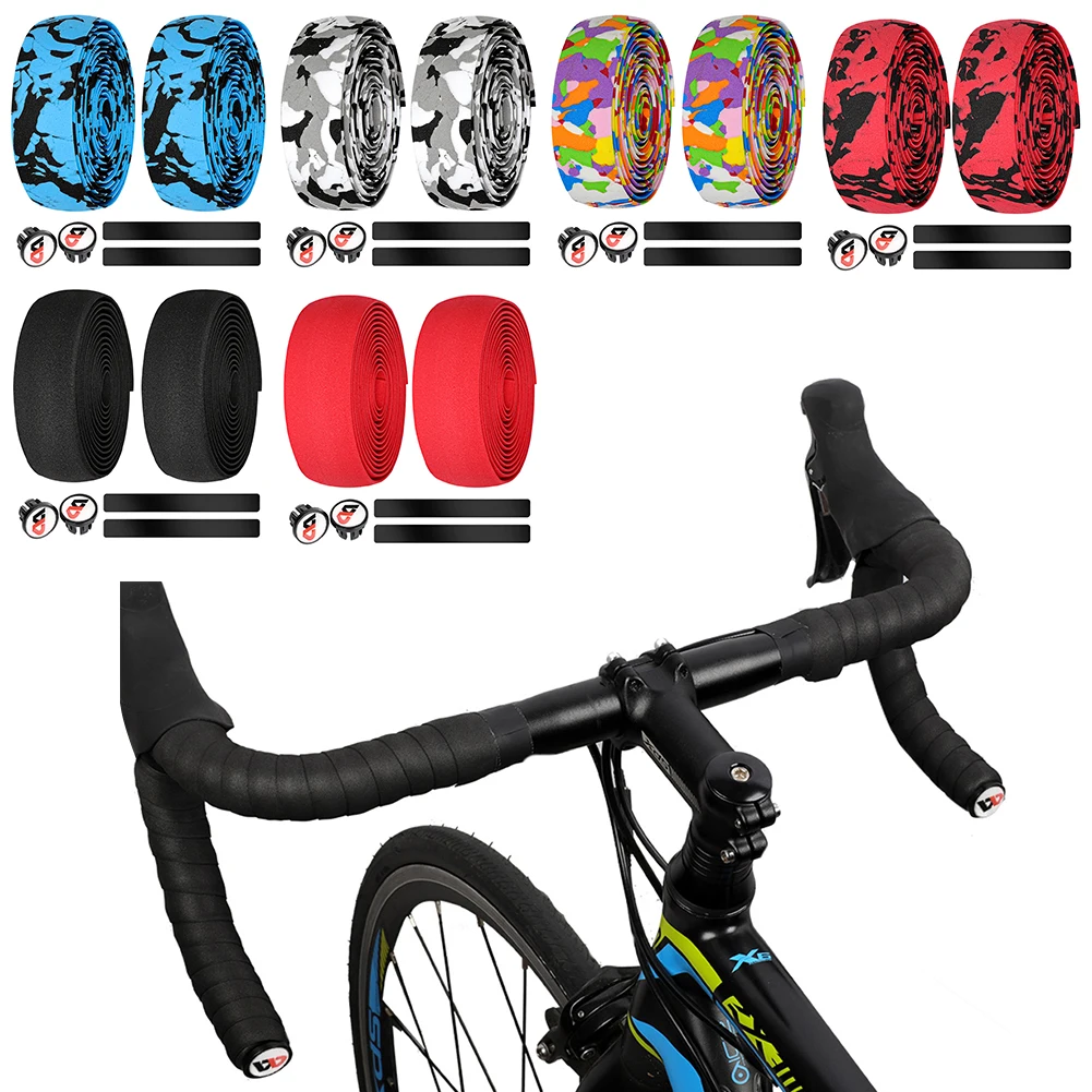 6pcs Road Bike Handlebar Tape Bicycle Cycling Handle Belt Adhesive Strap Anti-slip Bar Wraps Fixing Straps Handlebar Tapes