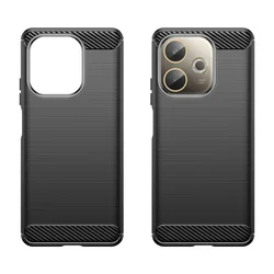 Anti - Shock Carbon Brushed TPU Gel Case with Rugged Armor Design for OPPO A5 Pro 5G (Black)
