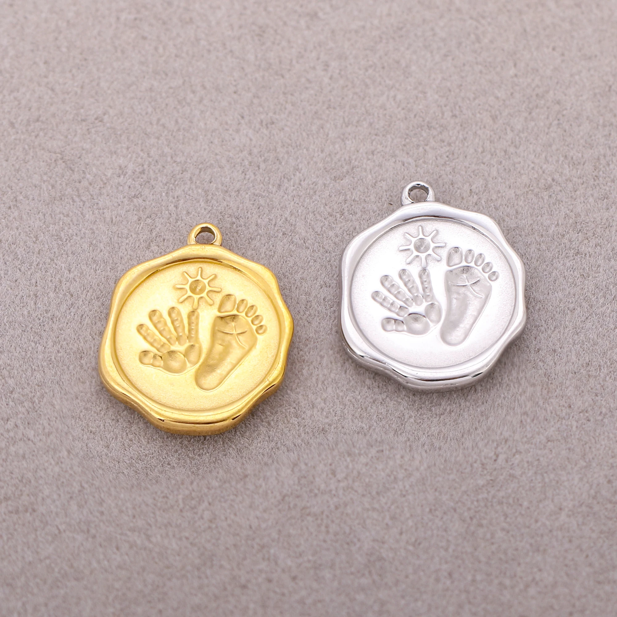 3PC Edelstahl Nette Baby Fußabdruck Handabdruck Charms eltern-kind-Anhänger DIY Handgemachte Herstellung Halskette Schmuck Für Mama geschenke – Detail 7