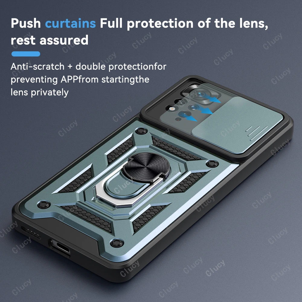 KEYSION Shockproof Case for Redmi 12 12C Slide Camera Protection