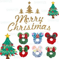 New Christmas Disney Cute Ears Elastic Velvet Hairbands Girls Sequins 4"Bows Headband Women Festival Trip DIY Hair Accessories