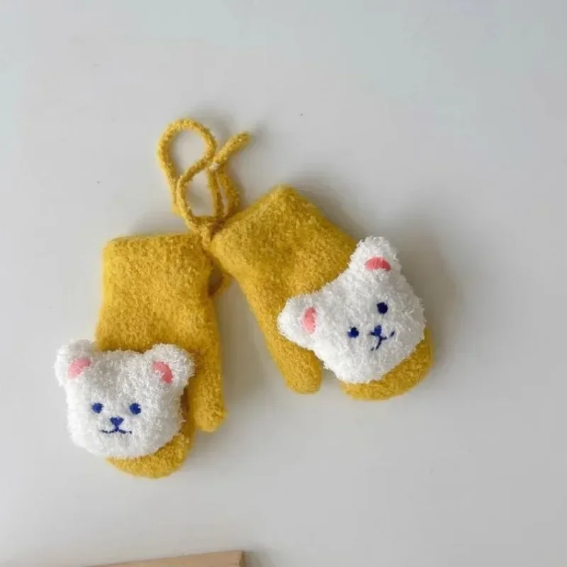 Pair Warm Glove for Kids Cute Cartoon Doll Bear Mittens for Baby