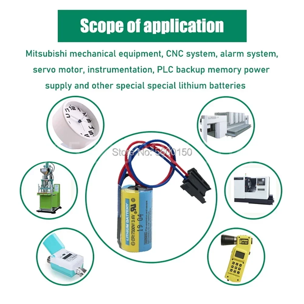 PLC Battery Replacement 5PCS PC ER17330V 3.6V 1700mAh for CNC System Mitsubishi Servo A6BAT
