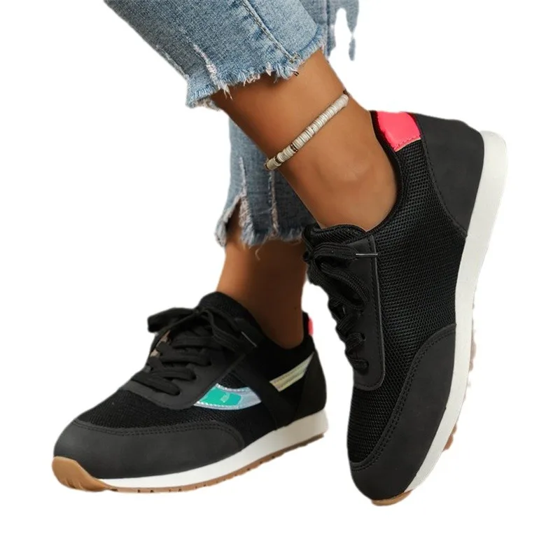 2024 Women Sneakers Platform Shoes Leather Patchwork Casual Sport Shoes Ladies Outdoor Running Vulcanized Shoes ZapatillasMujer