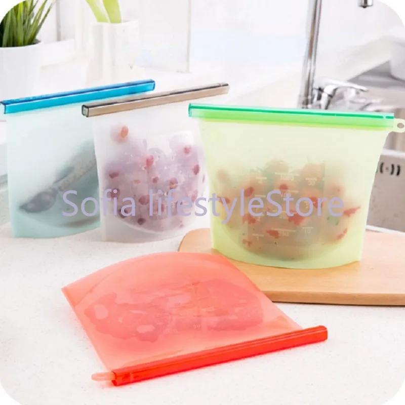 Reusable Silicone Vacuum Food Fresh Bags Wraps Fridge Food Storage  Containers Refrigerator Bag Kitchen Ziplock Bag - AliExpress