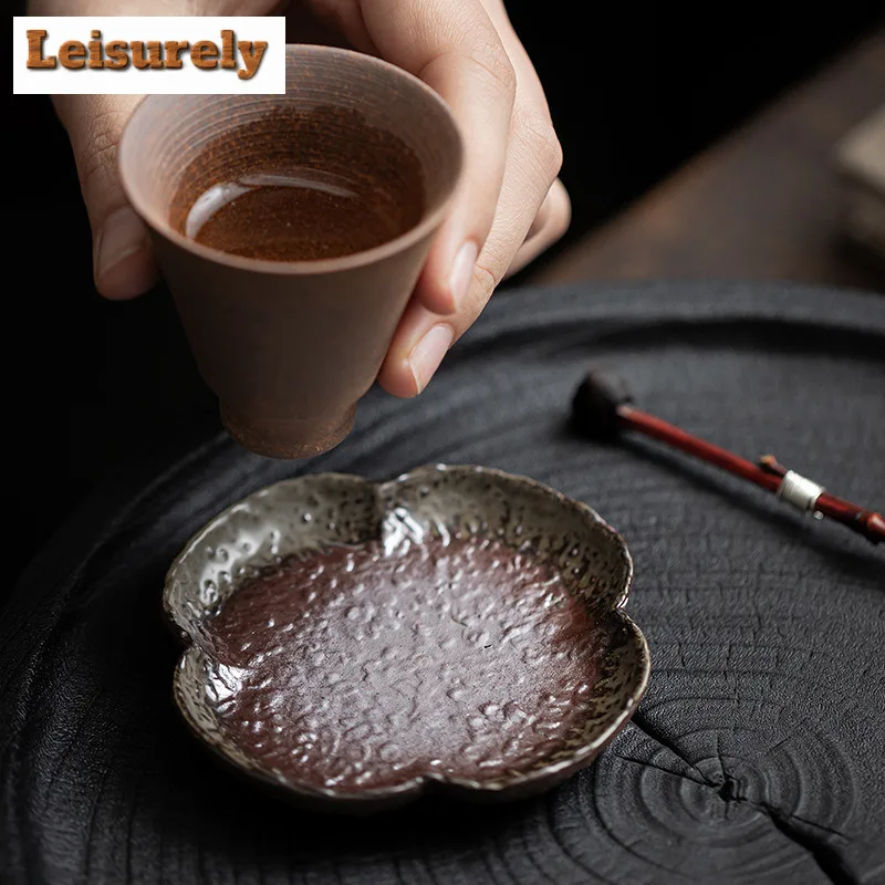 2pc/lot Old Rock Mud Four Leaf Coasters Non-slip Coasters For Coffee Cups Saucer Heat Insulation Placemats Cup Holder Teaset