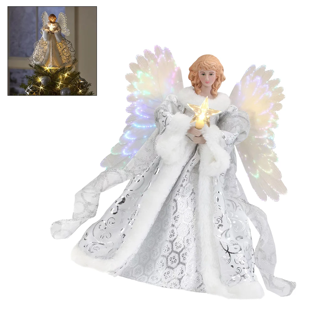 Angel Tree Topper Pendant Christmas Tree Topper Decorative Lights Reusable Festival Theme Xmas Holiday Party Decoration christmas tree decoration
