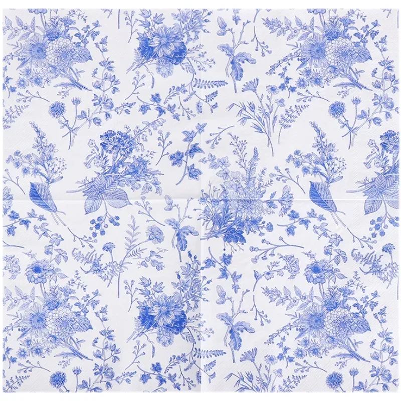 20pcs/pac Classic Blue Cyanotype Colored Paper Napkins Printed Napkins Chinese Style Virgin Wood Pulp Paper Placemats paper napkins disposable paper placemats