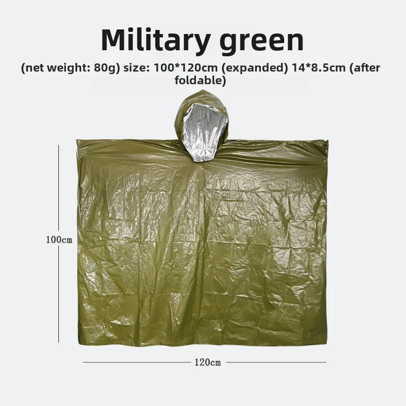 Outdoor Portable First Aid Raincoat Long Thickened Reflective Windproof Hiking Multifunctional Raincoat Rain Poncho