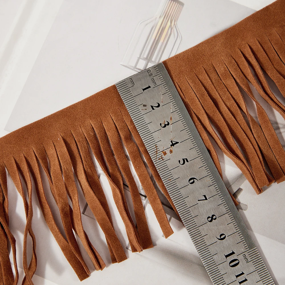 5Meters Length 8cm Width 5mm Faux leather suede velvet tassel fringe garment fringe trims tassel lace trimming